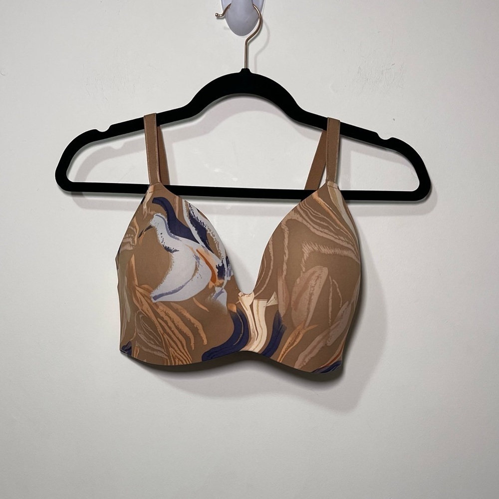Knix wing woman countour abstrack marble brown wireless bra in size 0 - Picture 2 of 7